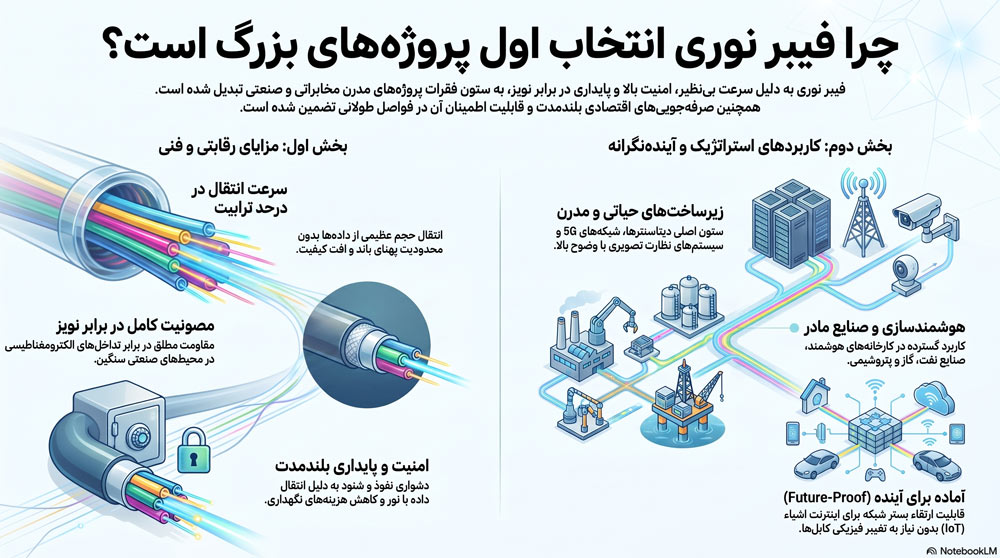 مزایای فیبر نوری در پروژه های صنعتی